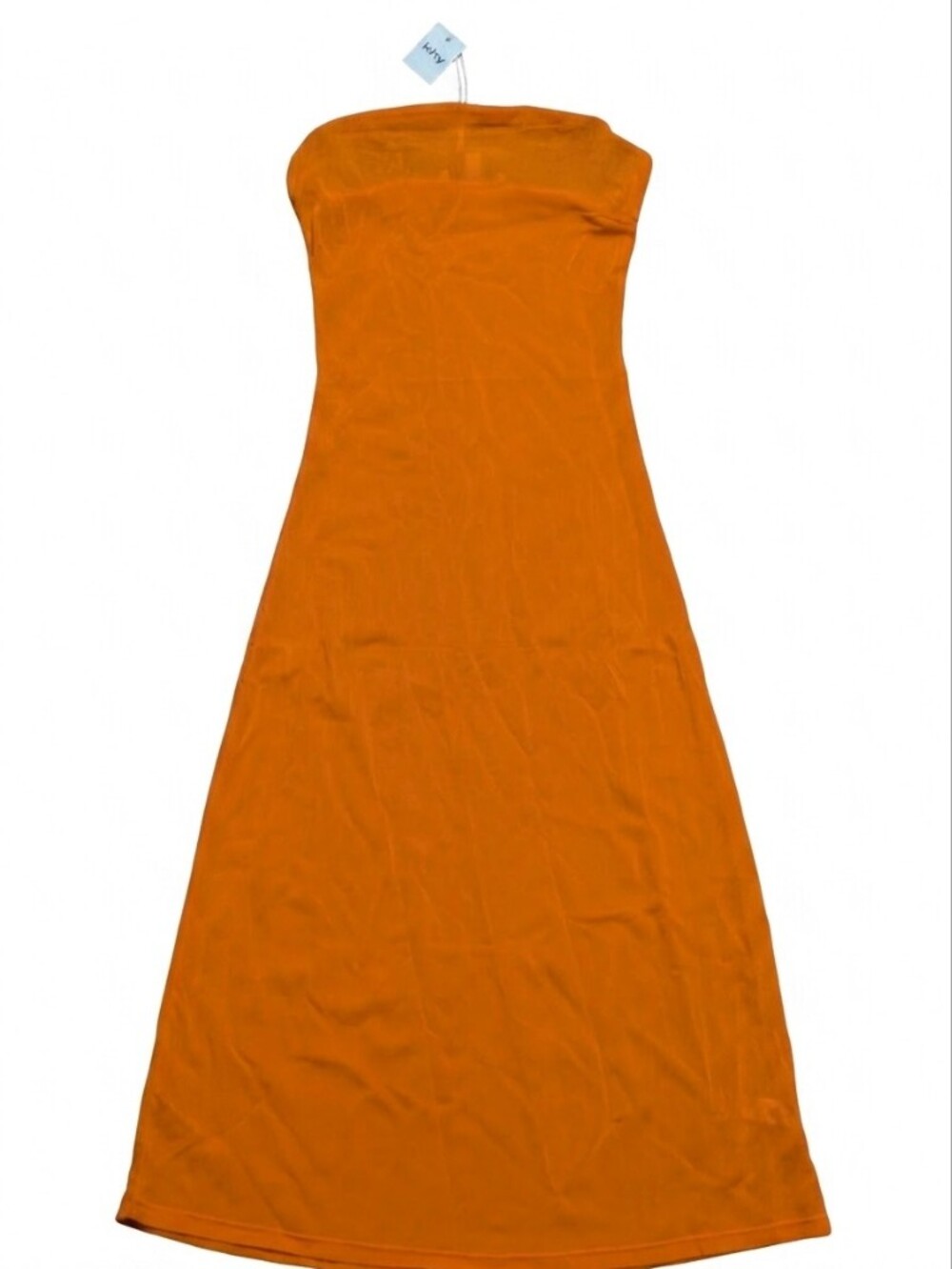 Khy by Kylie Jenner Mesh Tube Midi Dress Orange Small NWT Strapless Bodycon 5055